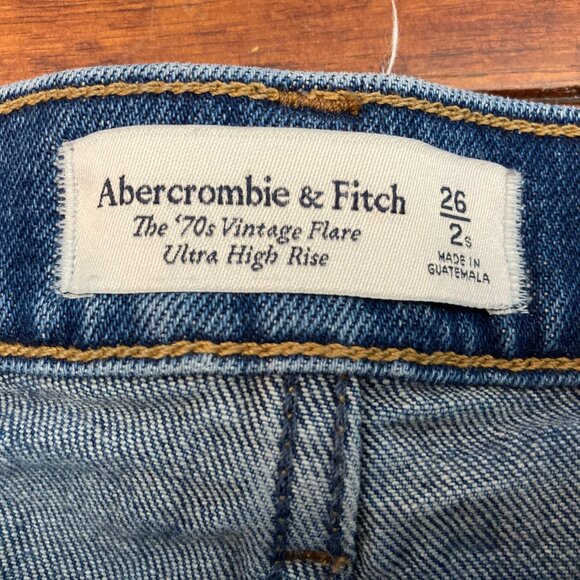 Abercrombie & Fitch Jeans Womens 26 Short Blue 70s Vintage Flare Retro Boho - Picture 7 of 10